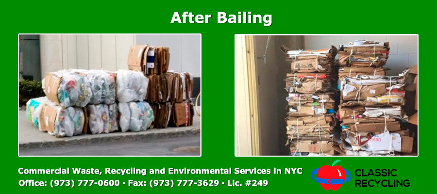 Commercial waste after bailing classic recycling new york